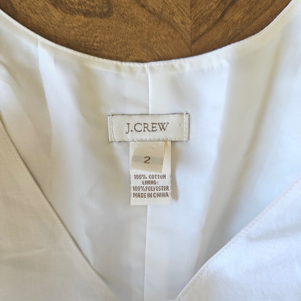 J.Crew White Eyelet Cotton Fit Flare Dress Sleeveless Pockets Size 2 - Picture 5 of 7